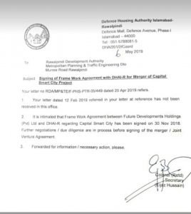 Merger Letter From Capital Smart City To DHA Sent to RDA