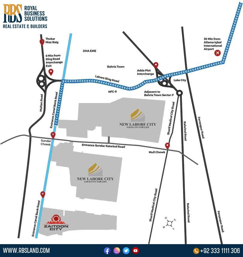 Map of New City Lahore Zaitoon