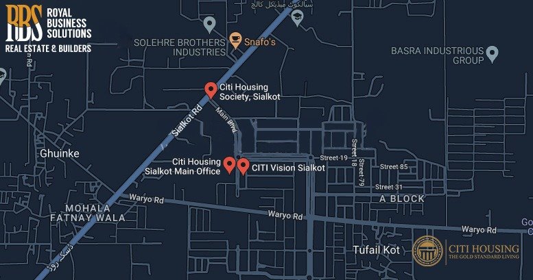 Citi housing Sialkot location map