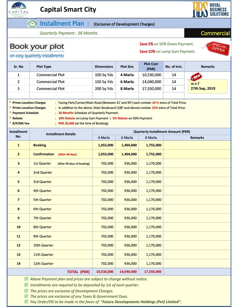 Capital Smart City payment plan