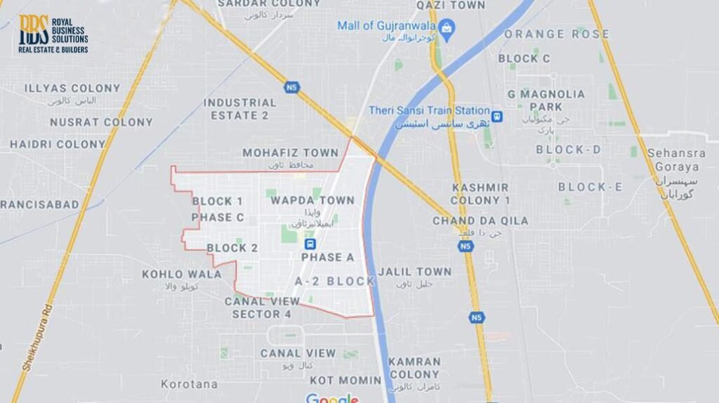 Blocks in Wapda Town Gujranwala