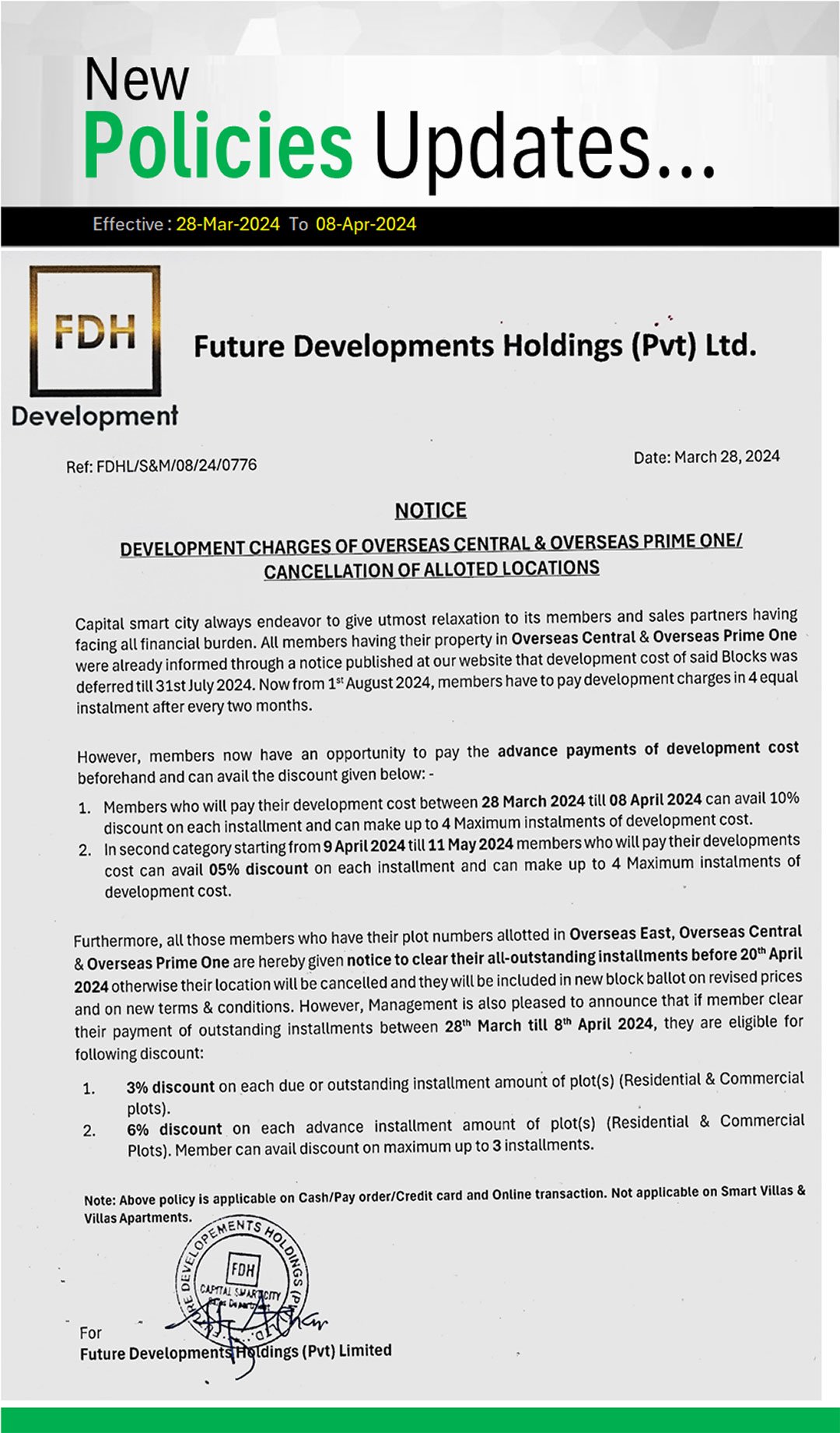 New policies updates