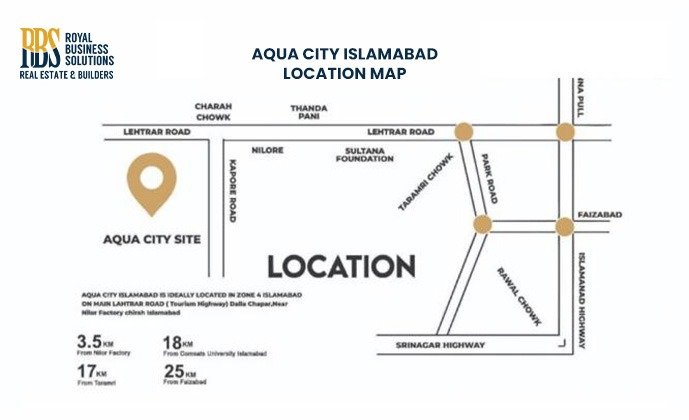 Location Map of Aqua City Islamabad