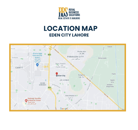 Location Map of Eden City Lahore