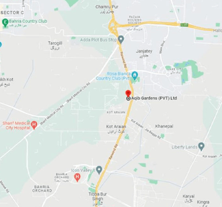Location of Aqib Garden Lahore