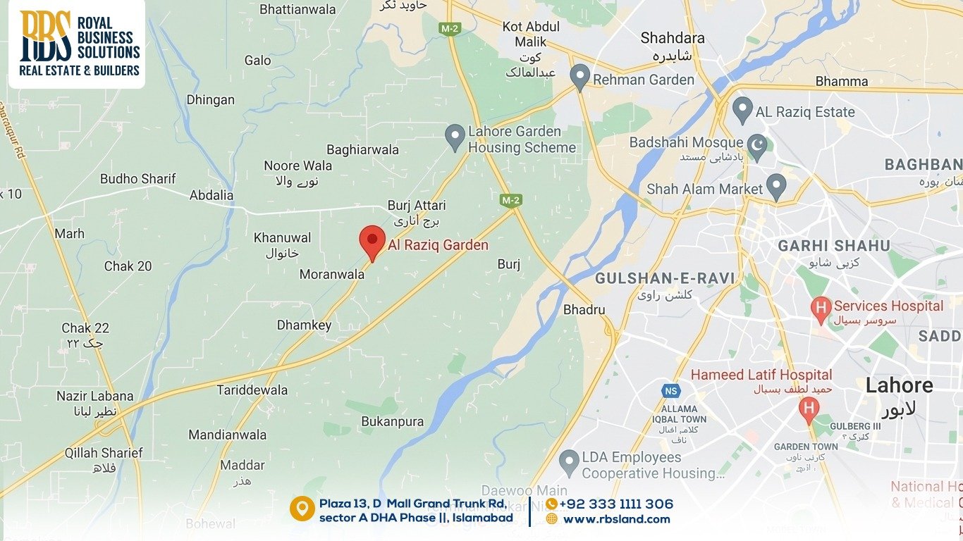 Al Raziq Garden Lahore Map