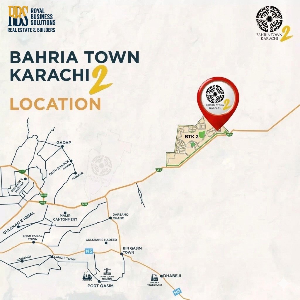 Bahria Town Karachi 2 Location Map