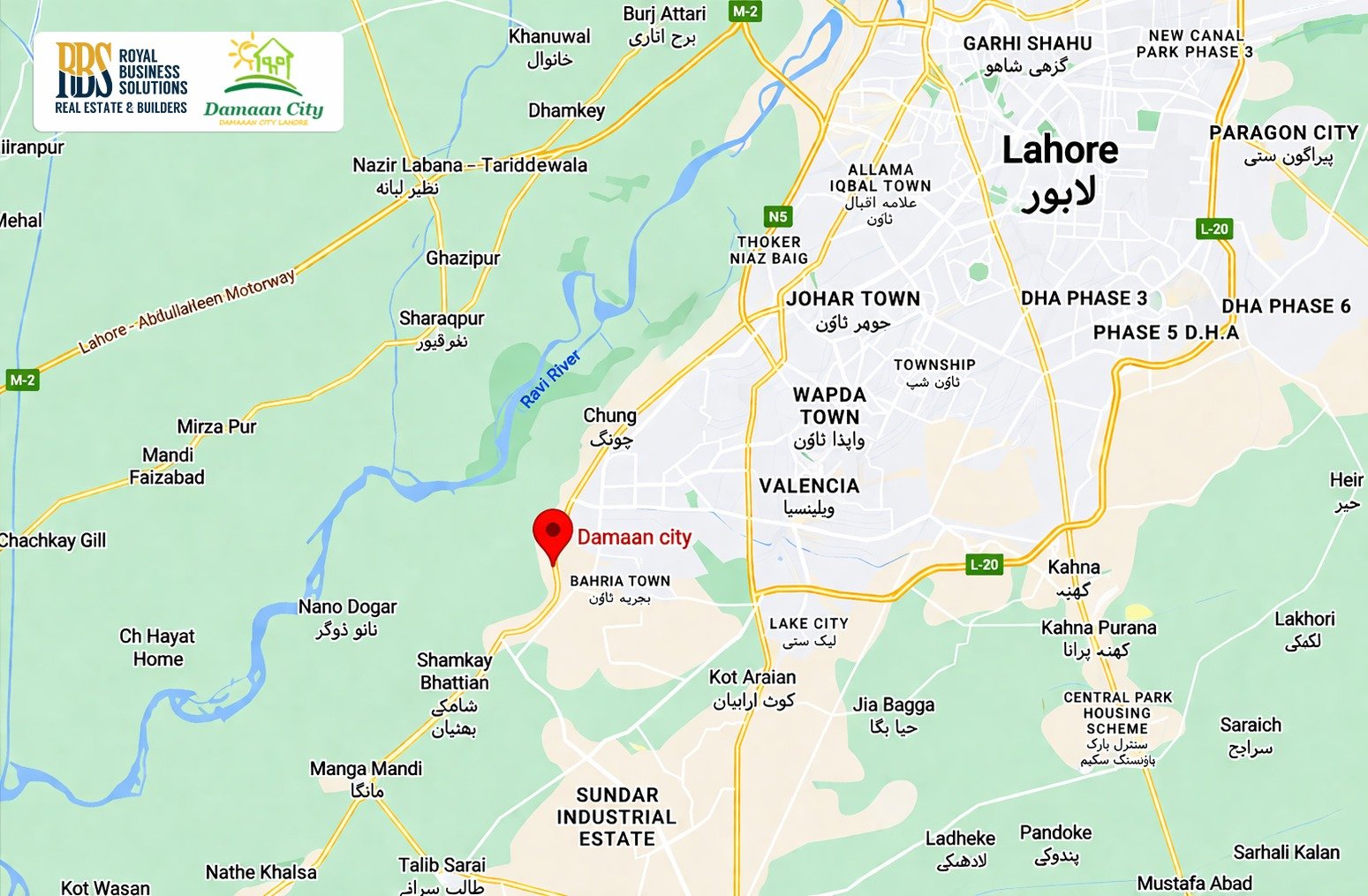 Damaan City Lahore Location