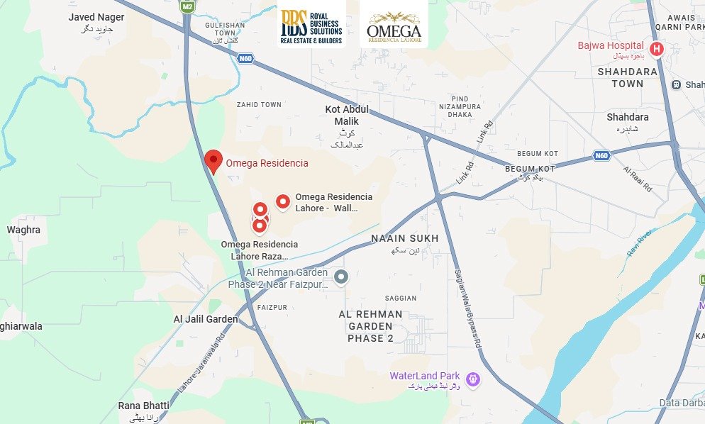 Omega Residencia Lahore Location Map