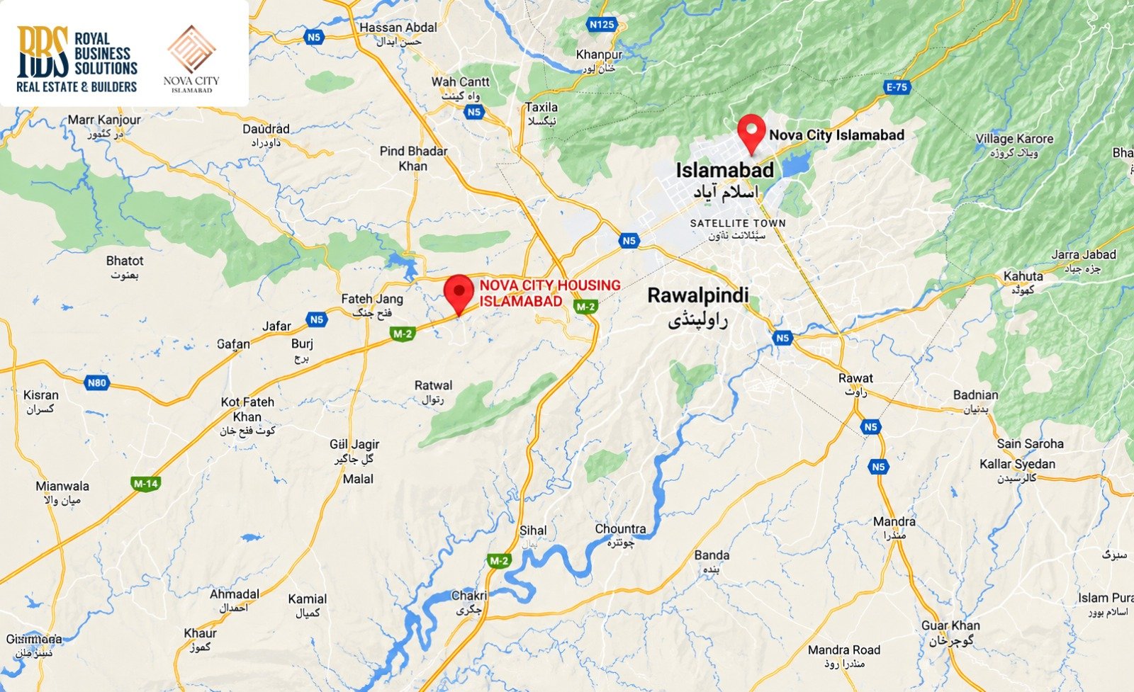 Nova City Islamabad Location Map