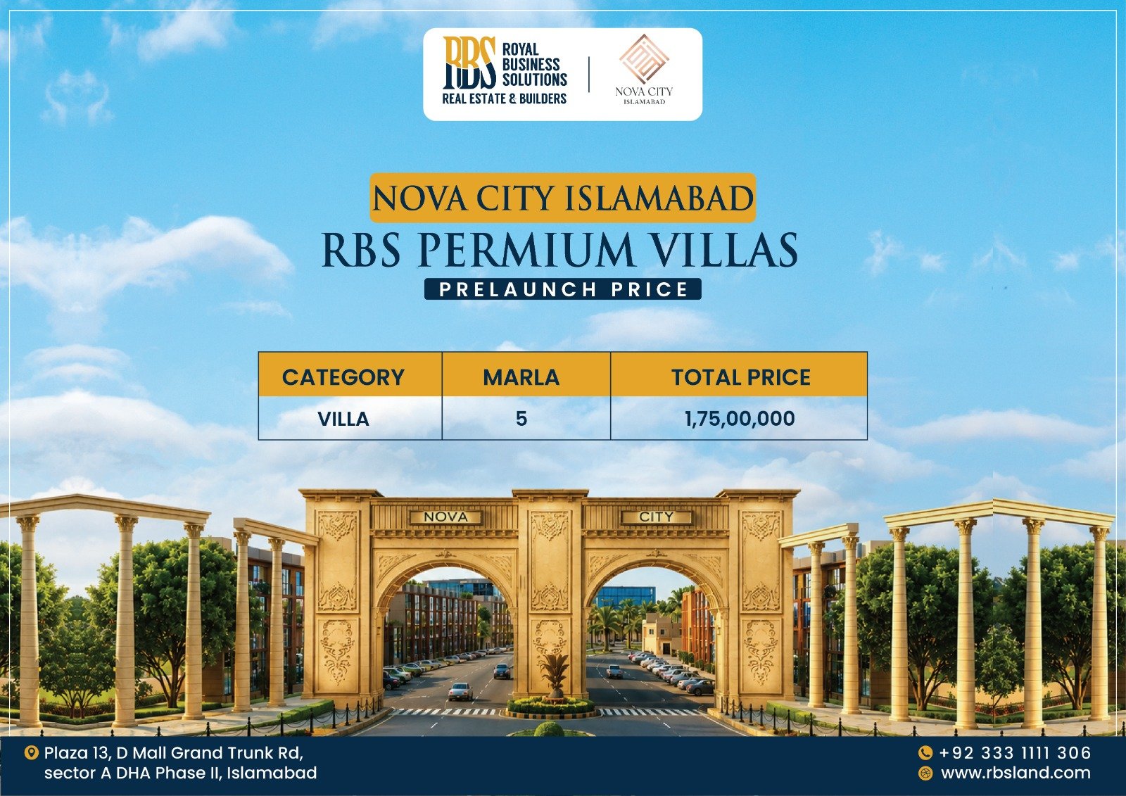 Nova City Islamabad RBS Premium Villas