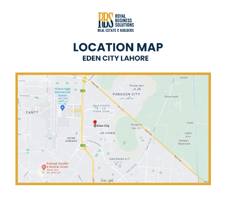 Location Map of Eden City Lahore