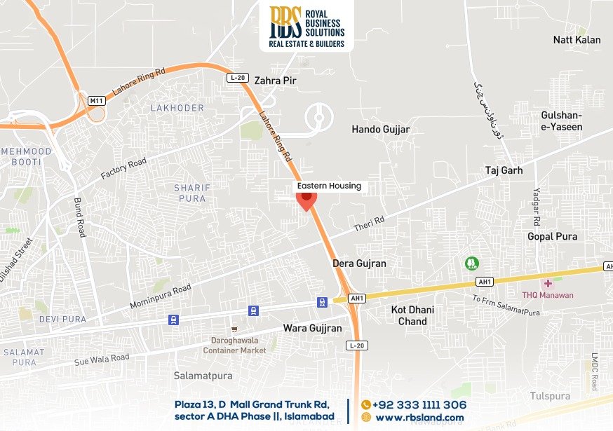Eastern Housing Lahore Location Map