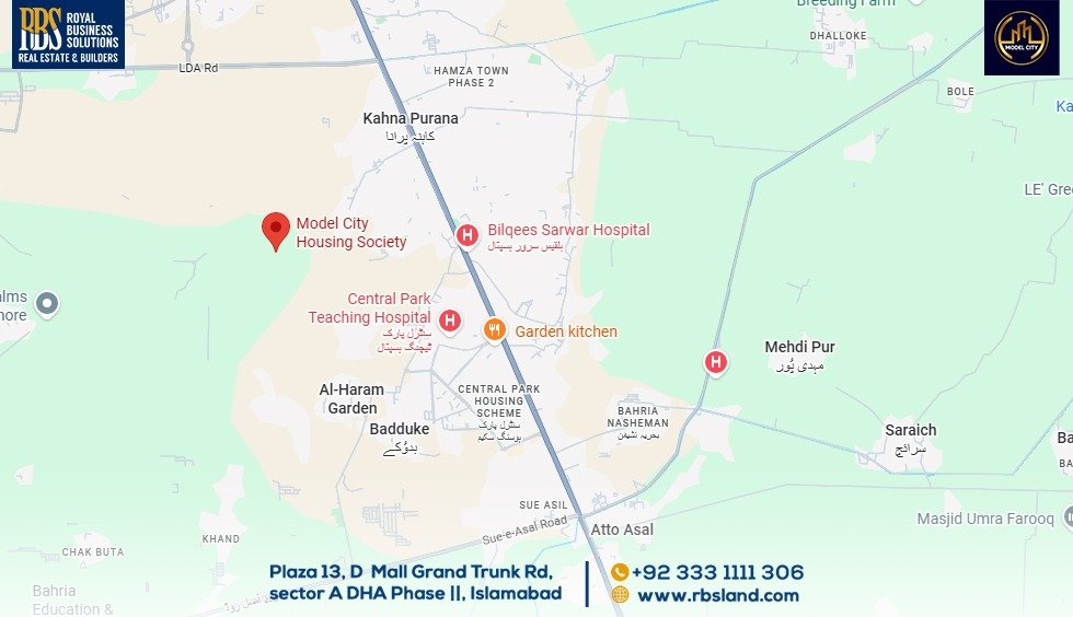 Model City Lahore Location Map