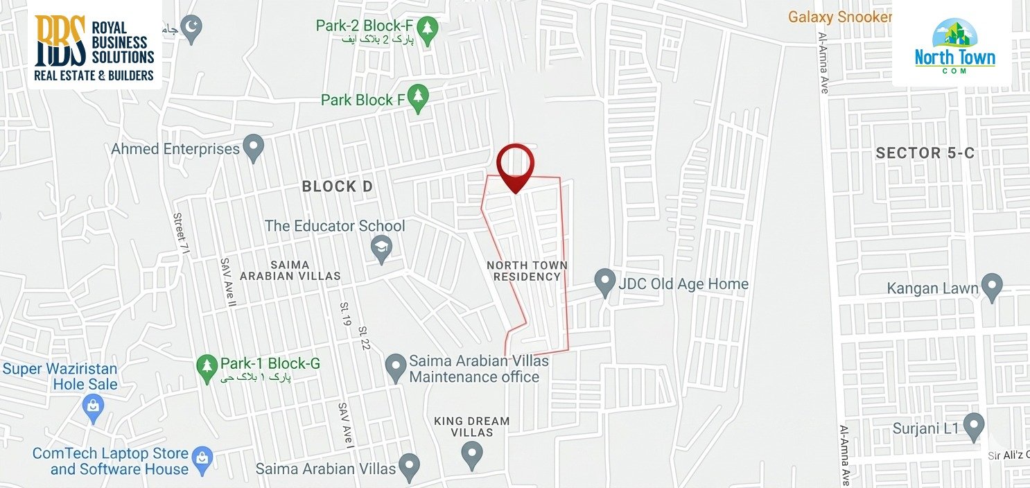North Town Residency Karachi Location Map